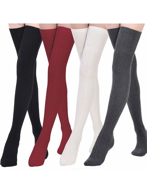 Kayhoma Extra Long Cotton Thigh High Socks Over the Knee High Boot Stockings Cotton Leg Warmers