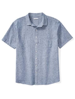 Men's Big and Tall Short-Sleeve Linen Cotton Shirt fit by DXL