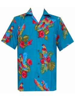 Hawaiian Shirts for Mens Allover Parrot Camp Party Aloha Holiday Beach Short Sleeve