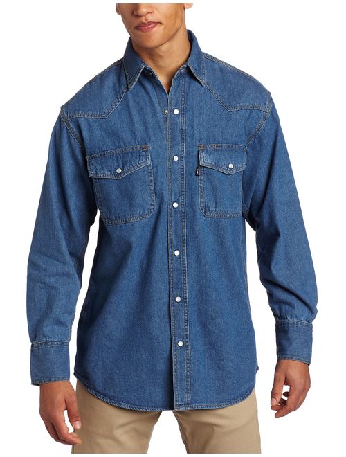 Key Industries Men's Long Sleeve Western snap Denim Shirt