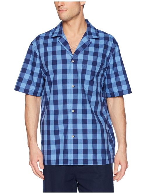 Nautica Men's Short Sleeve 100% Cotton Soft Woven Button Down Pajama Top