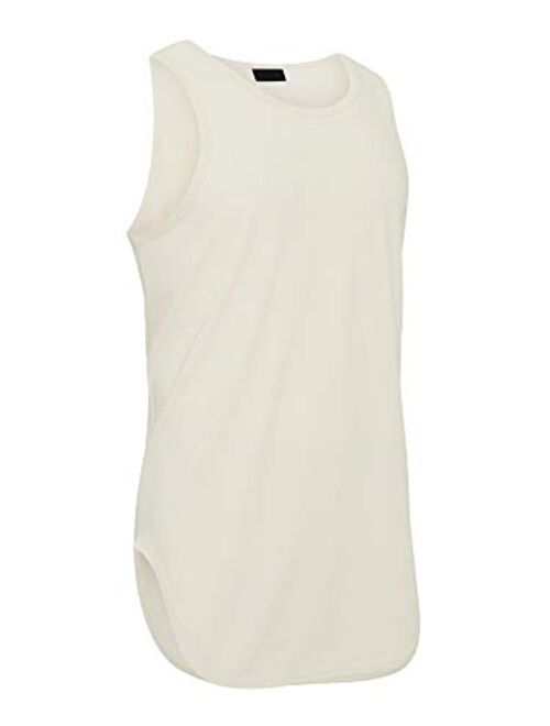 Victorious Solid Sleeveless Color Long Length Curved Hem Tank Top