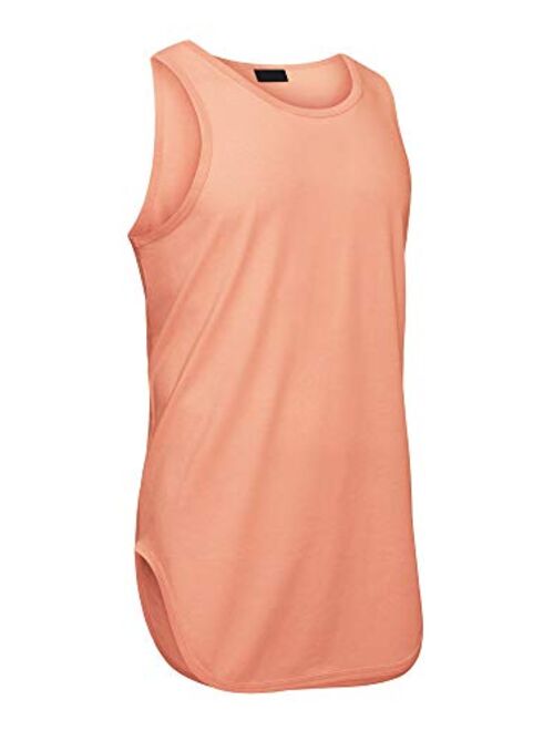 Victorious Solid Sleeveless Color Long Length Curved Hem Tank Top