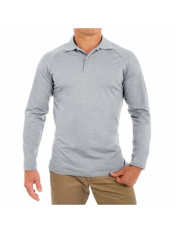 CC Perfect Slim Fit Long Sleeve Polo Shirts for Men + Stretch | Soft Fitted Breathable Collared Mens Long Sleeve Polo Shirts