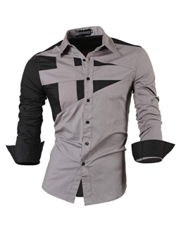 Sportrendy Men's Slim Fit Long Sleeves Casual Button Down Dress Shirts JZS041