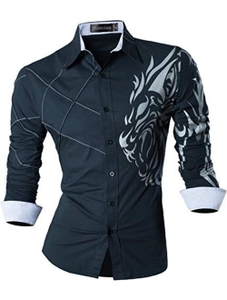 Sportrendy Men's Slim Fit Long Sleeves Casual Button Down Dress Shirts JZS041