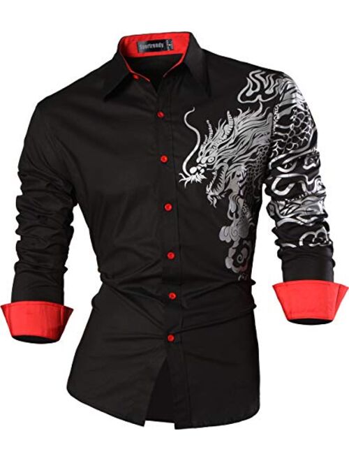 Sportrendy Men's Slim Fit Long Sleeves Casual Button Down Dress Shirts JZS041