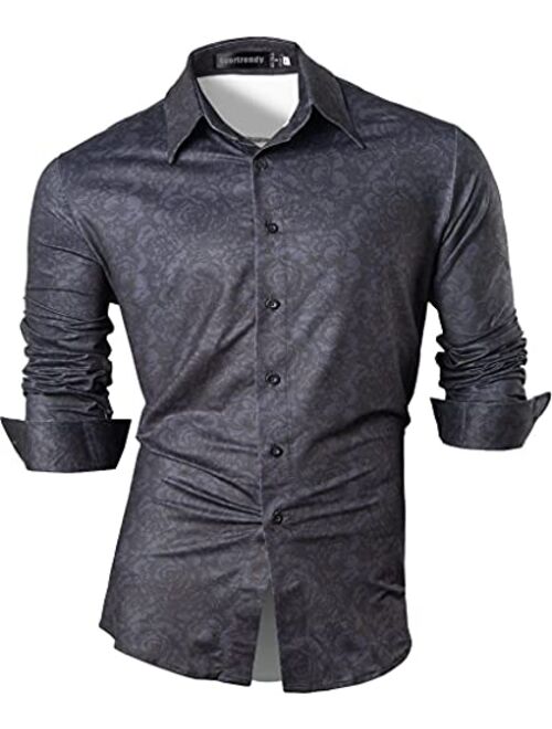 Sportrendy Men's Slim Fit Long Sleeves Casual Button Down Dress Shirts JZS041