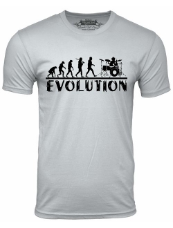 Think Out Loud Apparel Drummer Evolution Funny T-Shirt Musician Drums Humor Tee