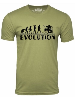 Think Out Loud Apparel Drummer Evolution Funny T-Shirt Musician Drums Humor Tee