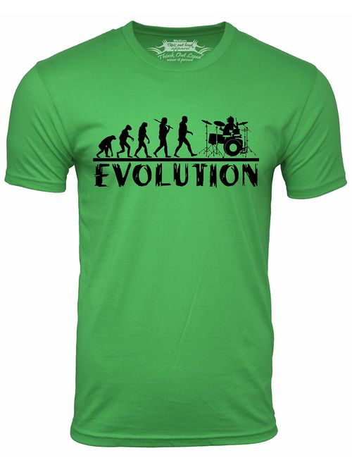 Think Out Loud Apparel Drummer Evolution Funny T-Shirt Musician Drums Humor Tee