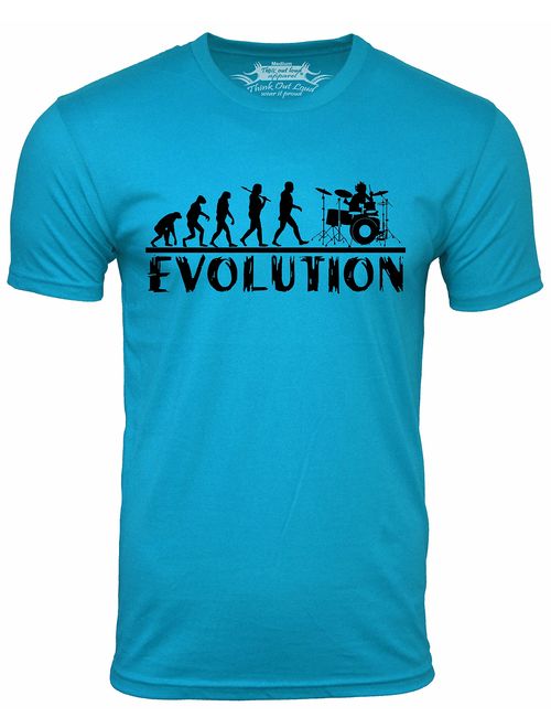 Think Out Loud Apparel Drummer Evolution Funny T-Shirt Musician Drums Humor Tee