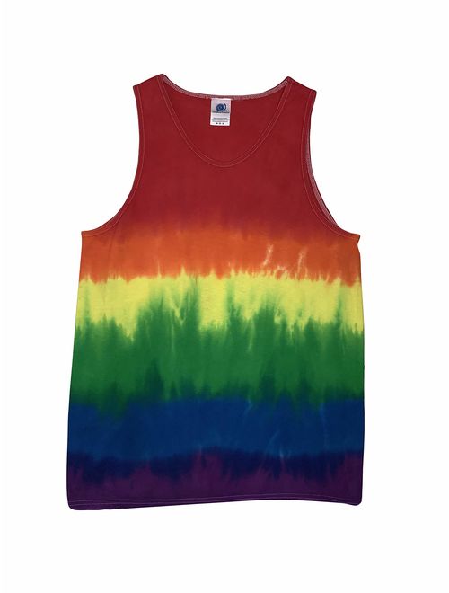 Colortone Unisex Cotton Tie Dye Scoop Neck Tank Top