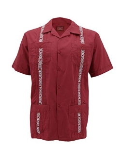 vkwear Guayabera Men's Cuban Beach Wedding Short Sleeve Button-up Casual Dress Shirt