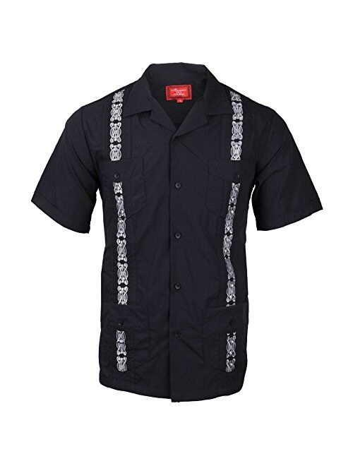 vkwear Guayabera Men's Cuban Beach Wedding Short Sleeve Button-up Casual Dress Shirt