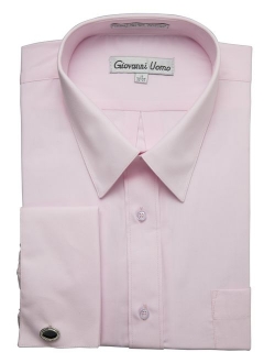 Gentlemens Collection Men's Regular & Slim Fit French Cuff Solid Dress Shirt - Colors (Cufflink Included)