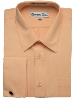 Gentlemens Collection Men's Regular & Slim Fit French Cuff Solid Dress Shirt - Colors (Cufflink Included)