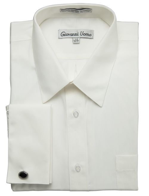 Gentlemens Collection Men's Regular & Slim Fit French Cuff Solid Dress Shirt - Colors (Cufflink Included)