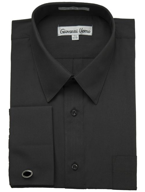 Gentlemens Collection Men's Regular & Slim Fit French Cuff Solid Dress Shirt - Colors (Cufflink Included)