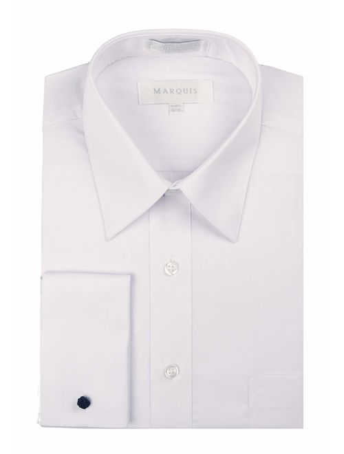 Gentlemens Collection Men's Regular & Slim Fit French Cuff Solid Dress Shirt - Colors (Cufflink Included)