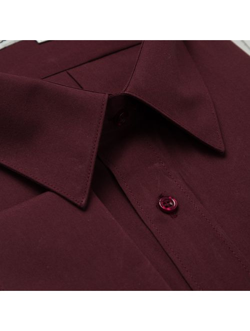 Gentlemens Collection Men's Regular & Slim Fit French Cuff Solid Dress Shirt - Colors (Cufflink Included)