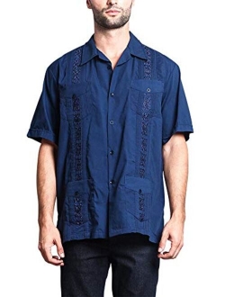 G-Style USA Men's Cuban Guayabera Long & Short 4 Pocket Cotton Blend Shirt