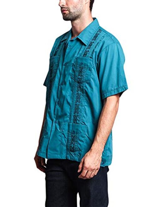 G-Style USA Men's Cuban Guayabera Long & Short 4 Pocket Cotton Blend Shirt