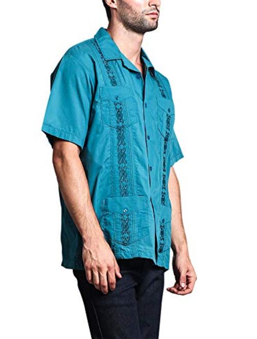 G-Style USA Men's Cuban Guayabera Long & Short 4 Pocket Cotton Blend Shirt