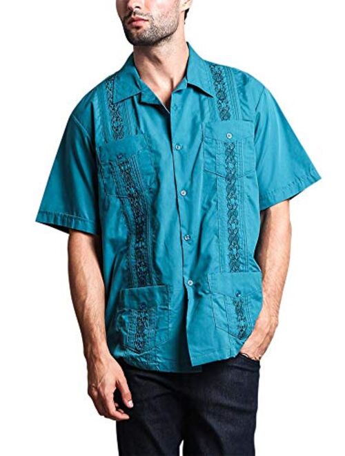 G-Style USA Men's Cuban Guayabera Long & Short 4 Pocket Cotton Blend Shirt