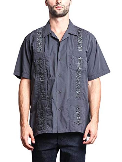 G-Style USA Men's Cuban Guayabera Long & Short 4 Pocket Cotton Blend Shirt