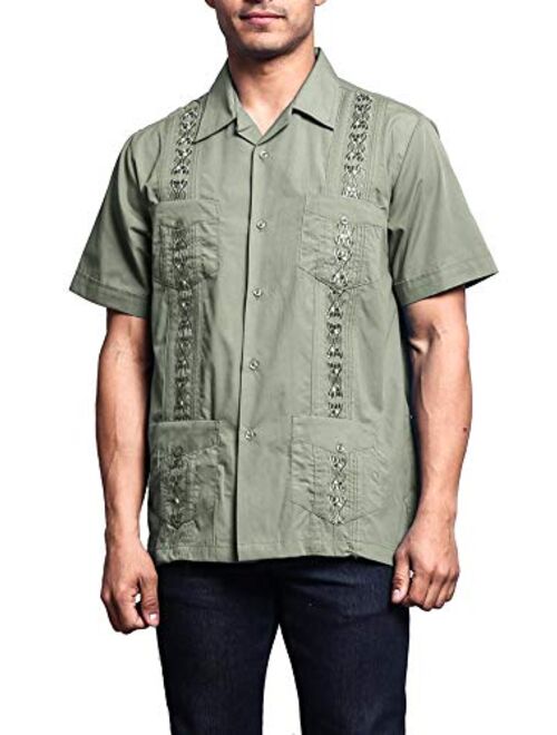 G-Style USA Men's Cuban Guayabera Long & Short 4 Pocket Cotton Blend Shirt