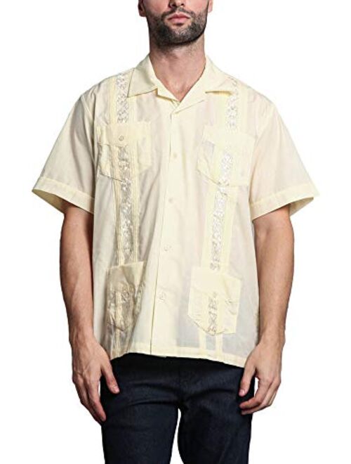 G-Style USA Men's Cuban Guayabera Long & Short 4 Pocket Cotton Blend Shirt