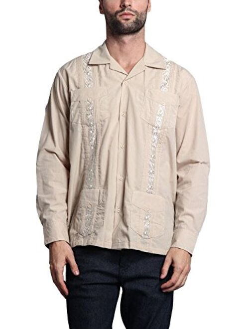 G-Style USA Men's Cuban Guayabera Long & Short 4 Pocket Cotton Blend Shirt