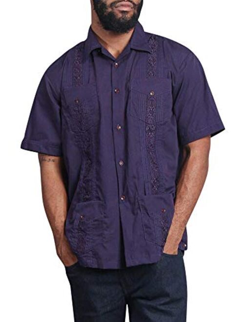 G-Style USA Men's Cuban Guayabera Long & Short 4 Pocket Cotton Blend Shirt