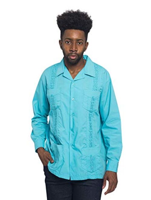 G-Style USA Men's Cuban Guayabera Long & Short 4 Pocket Cotton Blend Shirt