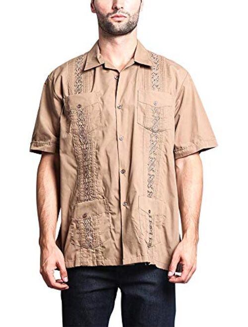 G-Style USA Men's Cuban Guayabera Long & Short 4 Pocket Cotton Blend Shirt