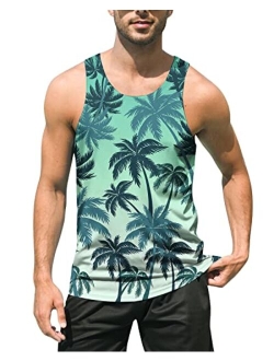 uideazone Mens Beach Tank Top Summer 3D Graphic Quick Dry Sleeveless Tee Shirt Gym Workout Tanks