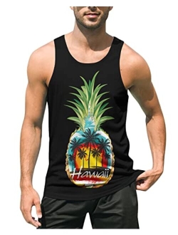 uideazone Mens Beach Tank Top Summer 3D Graphic Quick Dry Sleeveless Tee Shirt Gym Workout Tanks