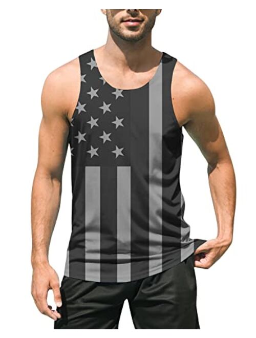 uideazone Mens Beach Tank Top Summer 3D Graphic Quick Dry Sleeveless Tee Shirt Gym Workout Tanks