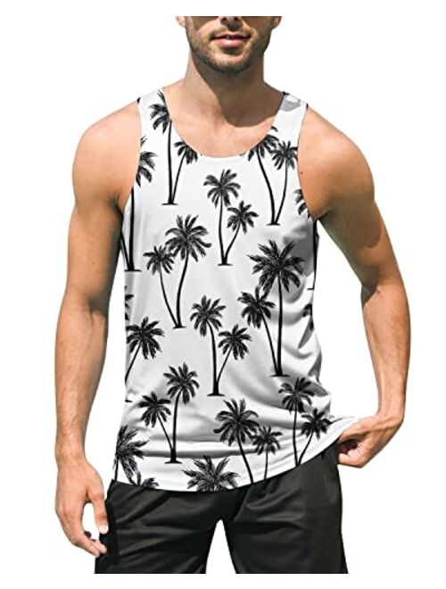 uideazone Mens Beach Tank Top Summer 3D Graphic Quick Dry Sleeveless Tee Shirt Gym Workout Tanks