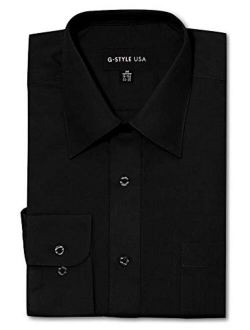 G-Style USA Men's Regular Fit Long Sleeve Solid Color Dress Shirts