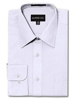 G-Style USA Men's Regular Fit Long Sleeve Solid Color Dress Shirts