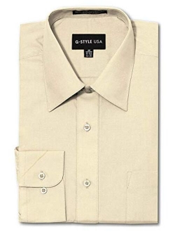 G-Style USA Men's Regular Fit Long Sleeve Solid Color Dress Shirts