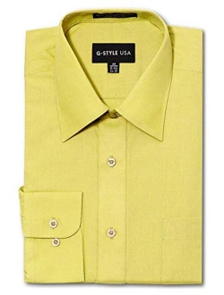 G-Style USA Men's Regular Fit Long Sleeve Solid Color Dress Shirts