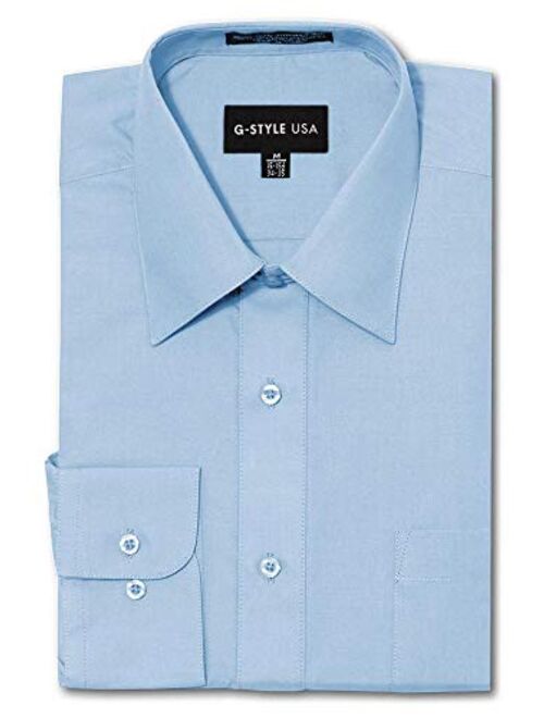 G-Style USA Men's Regular Fit Long Sleeve Solid Color Dress Shirts