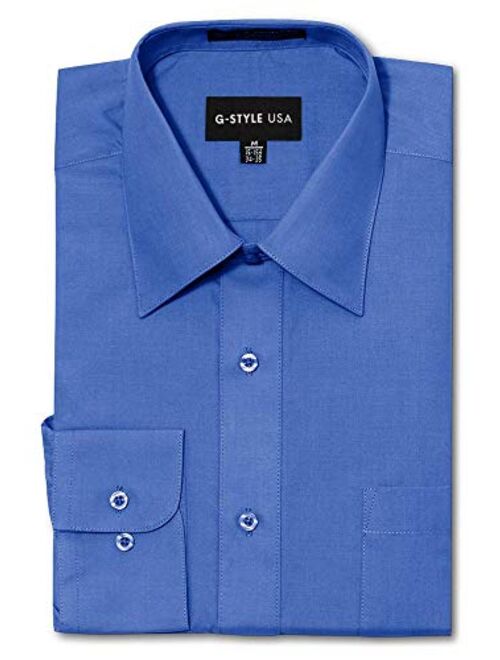 G-Style USA Men's Regular Fit Long Sleeve Solid Color Dress Shirts