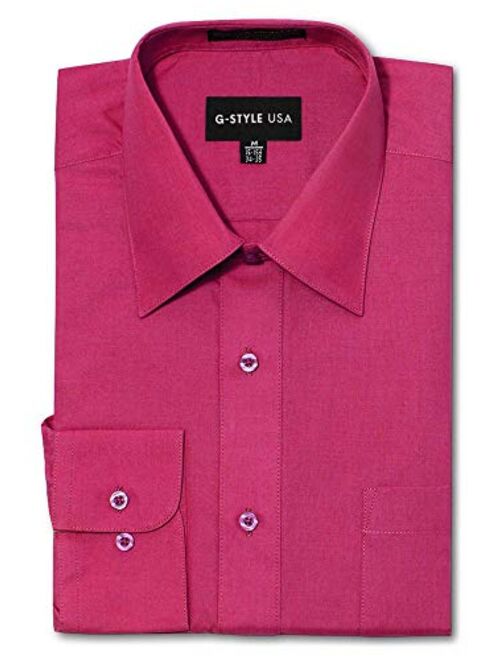 G-Style USA Men's Regular Fit Long Sleeve Solid Color Dress Shirts