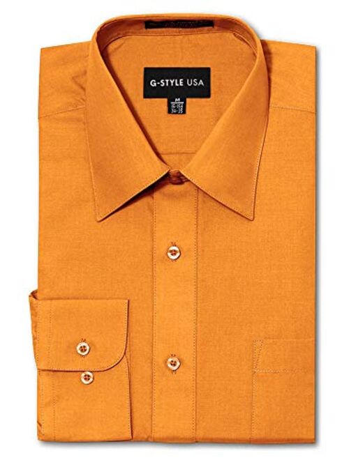 G-Style USA Men's Regular Fit Long Sleeve Solid Color Dress Shirts