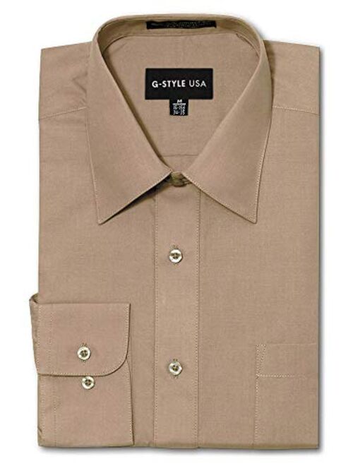 G-Style USA Men's Regular Fit Long Sleeve Solid Color Dress Shirts