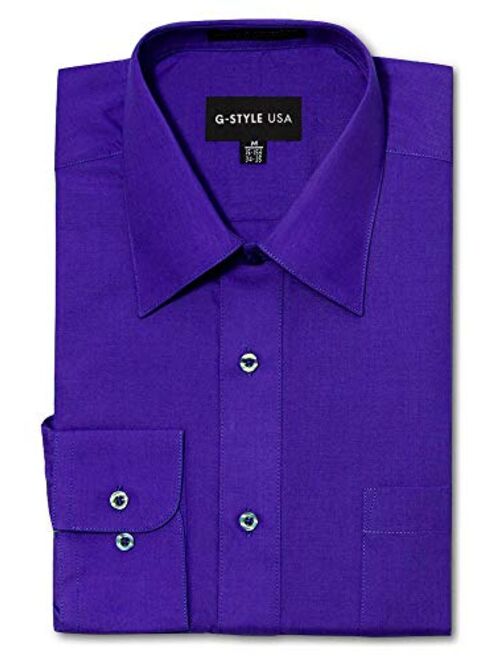 G-Style USA Men's Regular Fit Long Sleeve Solid Color Dress Shirts